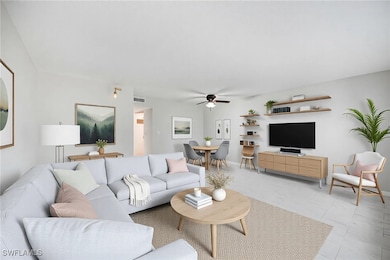 Living room with a ceiling fan