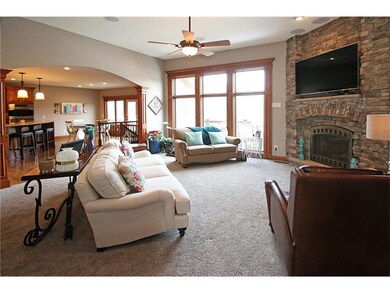 Great Room with Custom Stone Fireplace, Large Trip
