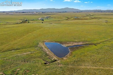 Aerial view from side of property with intermittent pond