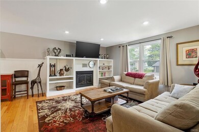 View of living room-built ins with gas fireplace!