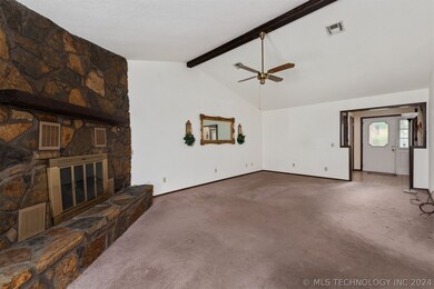 Beautiful stone gas start fireplace