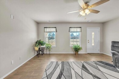 Entryway with ceiling fan