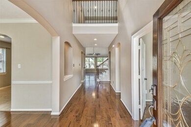 Leaded glass door leads to entry.