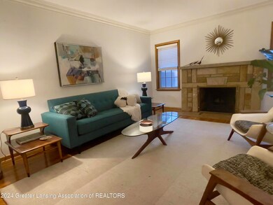 Living Room with Stone Fireplace
