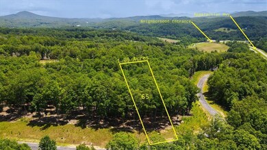 Aerial overview of property's location with property boundaries highlighted