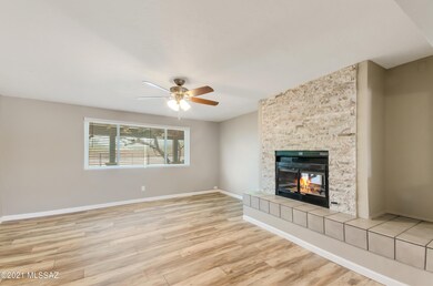 Generous sized Living rm with 2 way fire
