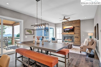 Open concept kitchen, dining and living with lots
