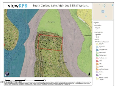 Wetlands map with topography