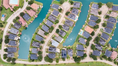 This aerial photo showcases a residential neighbor