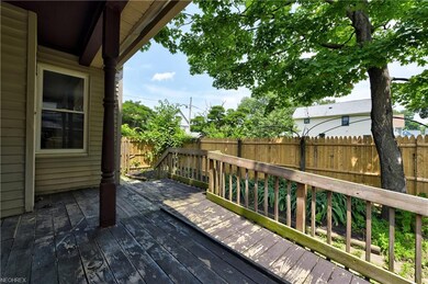 North view of deck and yard.