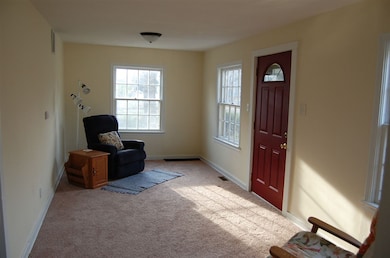 Spacious living room with new carpet