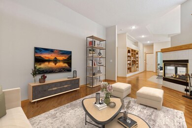 Virtually staged family room.