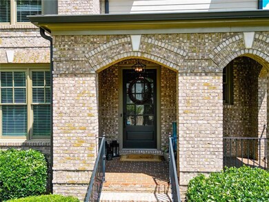 Property entrance with brick siding