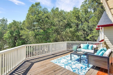 Several oak trees create an abundance of privacy w