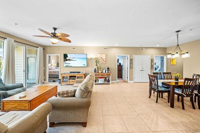 Living room featuring light tile patterned floors 