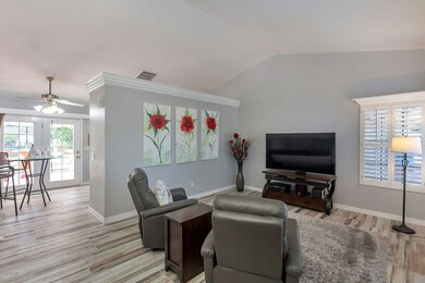 Living Room with Vaulted Ceiling