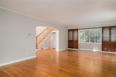 Built-in bookcases enhance the living room
