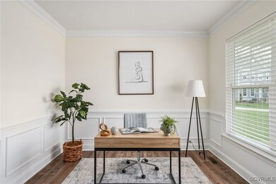 A private home office featuring glass French doors