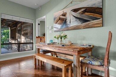 View of tiled dining space