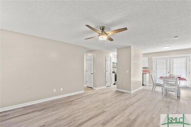 Living room with new floors.