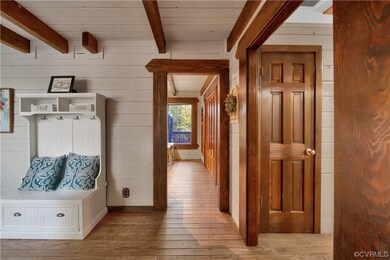 Interior space with light wood-type flooring, wood