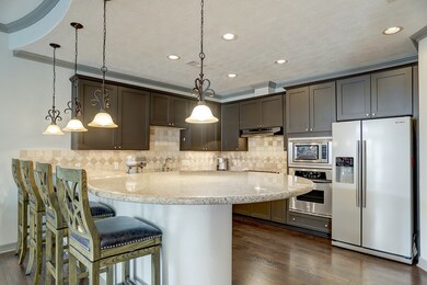 This spacious kitchen includes gas cooking, ample