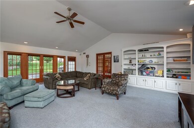 Family room with cathedral ceilings