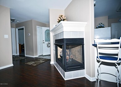 Fireplace and foyer area