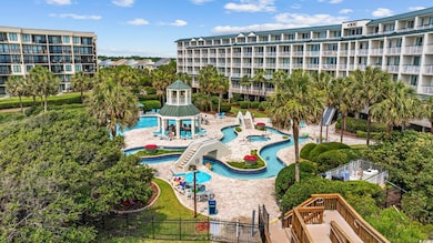 View of swimming pool featuring a gazebo