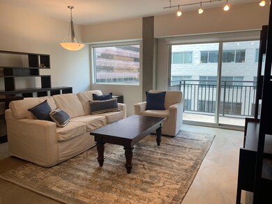 Living area with rail lighting and a wealth of na