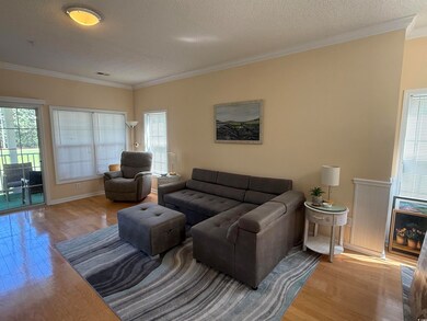 Living room with crown molding, plenty of natural light, a textured ceiling, and wood finished floors