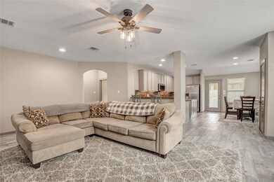 A view from the family room, showcasing the kitche