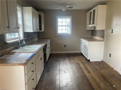 Kitchen with dark hardwood flooring, a wealth of n