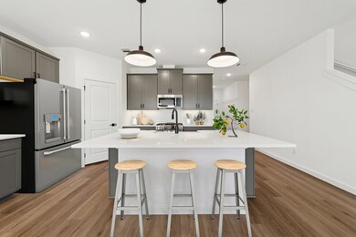 Kitchen with pendant lighting