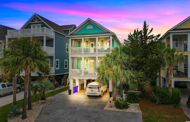 Coastal home with a carport and a balcony
