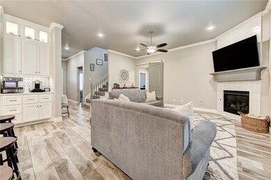 Gas fireplace with Tile surround & Shiplap accent!