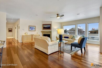 living room with hallway to bedrooms
