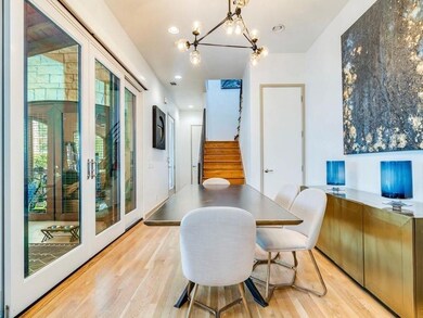 Dining area featuring light wood finished floors,