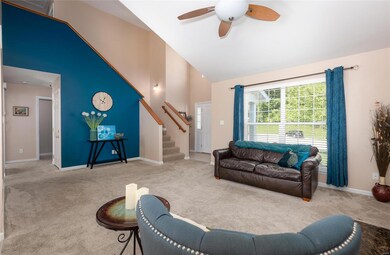 2 story great room with fireplace