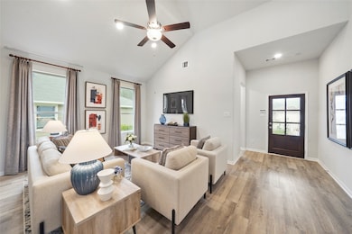 Step into the San Jacinto floorplan, featuring stunning two-story ceilings in the open-concept family room.