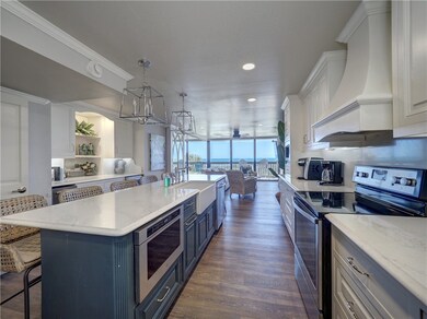 Quartz countertops with clean lines and a polished