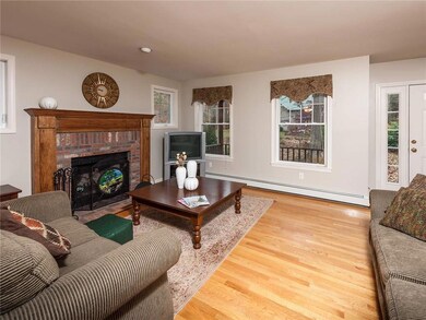 A brick face and custom wood mantel...