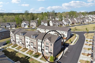 Aerial perspective of suburban area