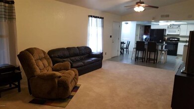 family room and kitchen