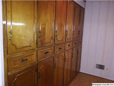 Wall of cabinets in kitchen