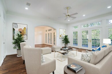Living room overlooking the expansive balcony
