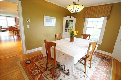 The formal dining room features two built-in corne