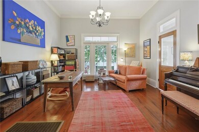Living room looks out to front porch
