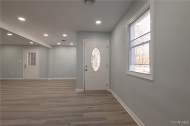 Entrance foyer featuring recessed lighting, visibl