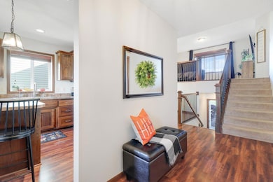 Good space between the garage door and front door as you enter the home.